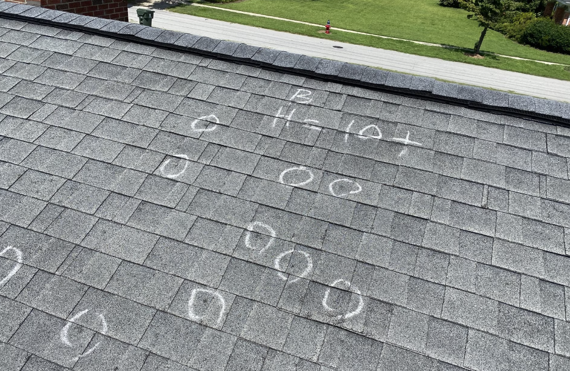 Hail damage on roof
